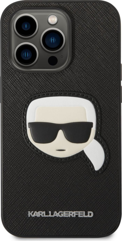 Karl Lagerfeld Ochranný kryt pro iPhone 14 Pro - Karl Lagerfeld, Saffiano Karl Head Black