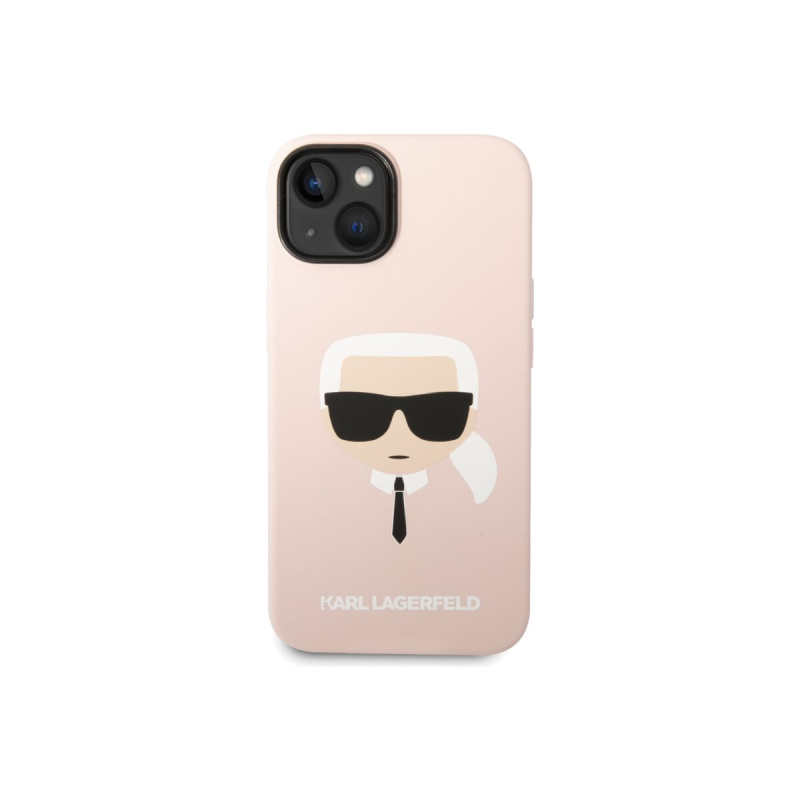 Pouzdro Karl Lagerfeld MagSafe Kompatibilní Liquid Silicone Karl Head iPhone 14 Plus růžové
