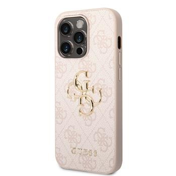 Guess PU 4G Metal Logo kryt iPhone 14 Pro růžový
