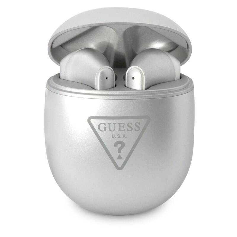 Bezdrátová sluchátka Guess True Wireless Triangle Logo BT5.2 4H Stereo / 270 mAh / Bluetooth / stříbrná Varianta: ivi1