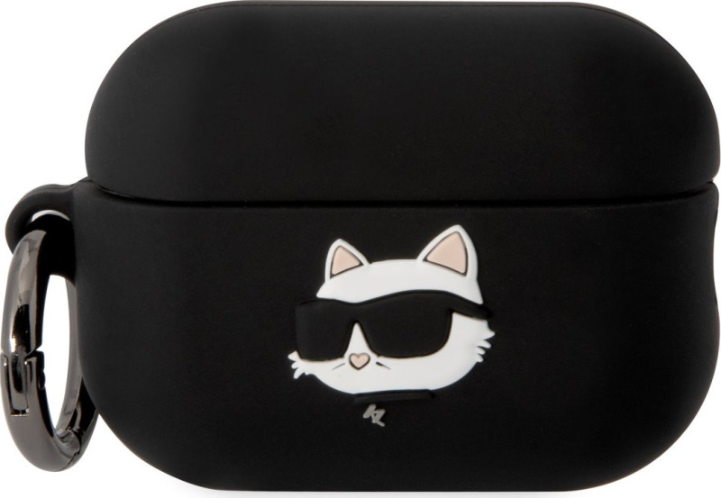 Karl Lagerfeld 3D Logo NFT Choupette Head Silikonové pouzdro Airpods Pro 2 černé