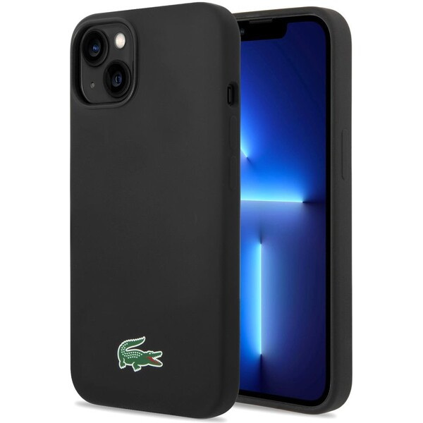 Lacoste Liquid Silicone Microfiber Croc Logo MagSafe kryt iPhone 13/14/15 černý