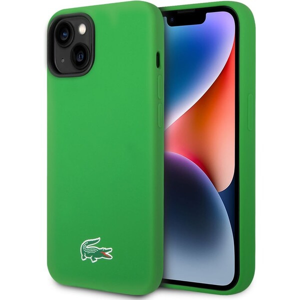 Lacoste Liquid Silicone Microfiber Croc Logo MagSafe kryt iPhone 13/14/15 zelený