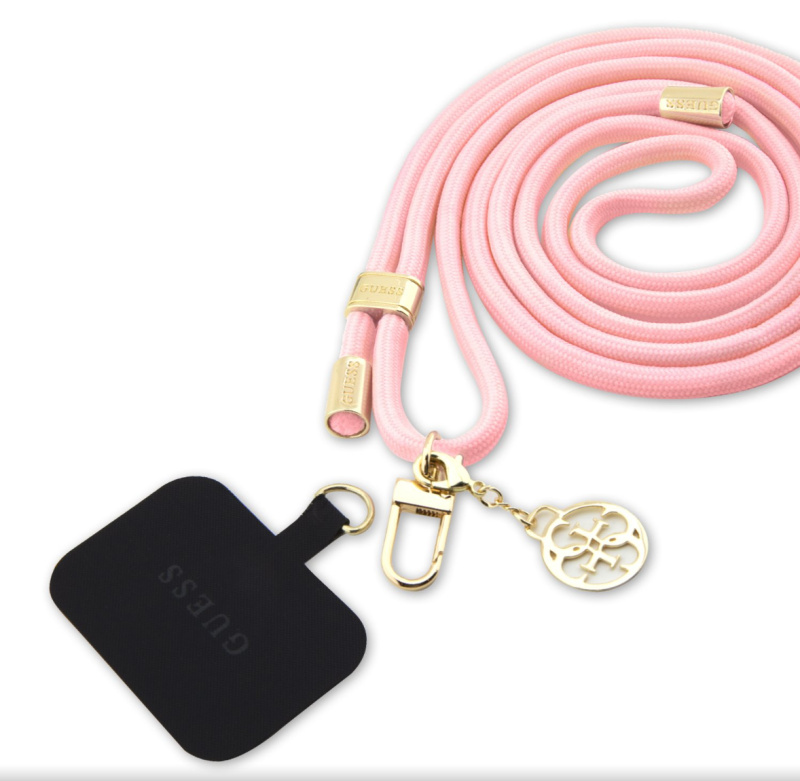 Guess Crossbody Popruh Cord 4G Charm zlatý/růžový