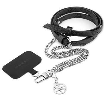 Guess Crossbody Popruh PU 4G Chain with Charm stříbrný/černý