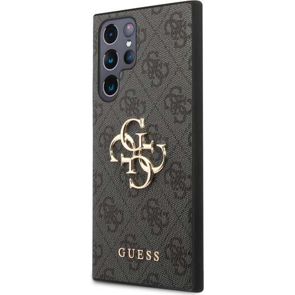 Guess PU 4G Metal Logo kryt Samsung Galaxy S23 Ultra šedý