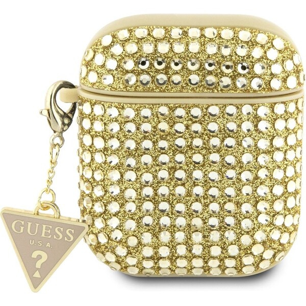 Guess Rhinestones Triangle Metal Logo pouzdro AirPods 1/2 zlaté