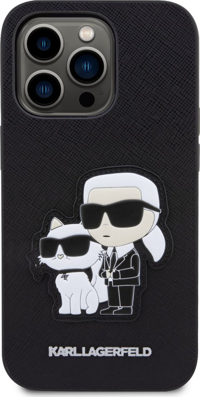 Karl Lagerfeld Ochranný kryt pro iPhone 14 Pro - Karl Lagerfeld, Saffiano Karl and Choupette NFT Black