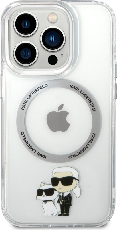 Karl Lagerfeld MagSafe kryt IML Karl and Choupette NFT iPhone 13 Pro čirý