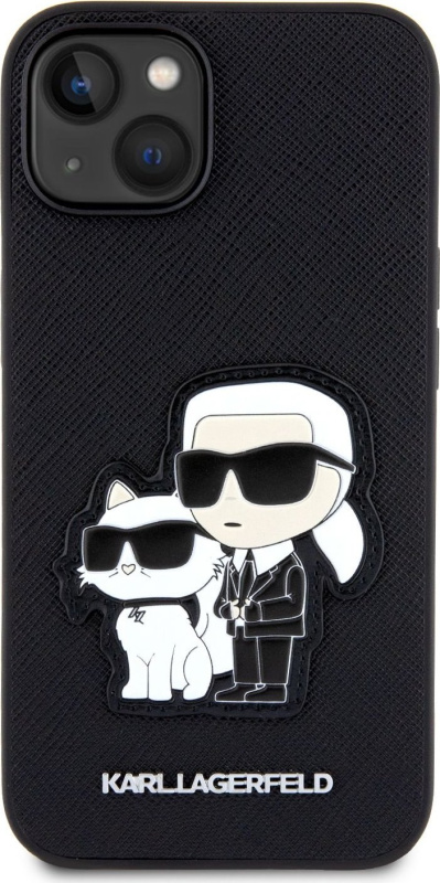 Karl Lagerfeld Ochranný kryt pro iPhone 13 - Karl Lagerfeld, Saffiano Karl and Choupette NFT Black