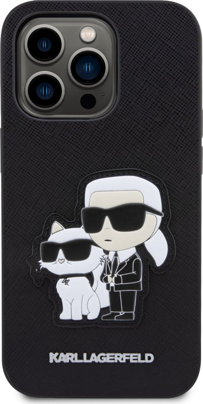 Karl Lagerfeld Ochranný kryt pro iPhone 13 Pro - Karl Lagerfeld, Saffiano Karl and Choupette NFT Black