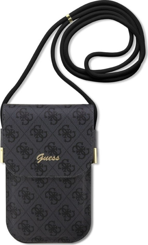 Guess Univerzální pouzdro / taška s kapsou na mobil - Guess, 4G Metal Logo Script Black