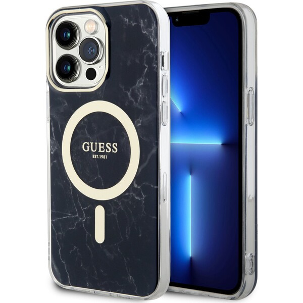 Guess IML Marble MagSafe kryt iPhone 13 Pro Max černý