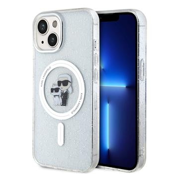 Karl Lagerfeld IML Glitter Karl and Choupette MagSafe kryt iPhone 15 čirý