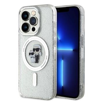 Karl Lagerfeld IML Glitter Karl and Choupette MagSafe Kryt iPhone 15 Pro čirý
