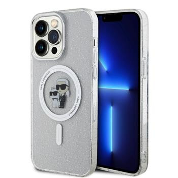 Karl Lagerfeld IML Glitter Karl and Choupette MagSafe kryt iPhone 15 Pro Max čirý