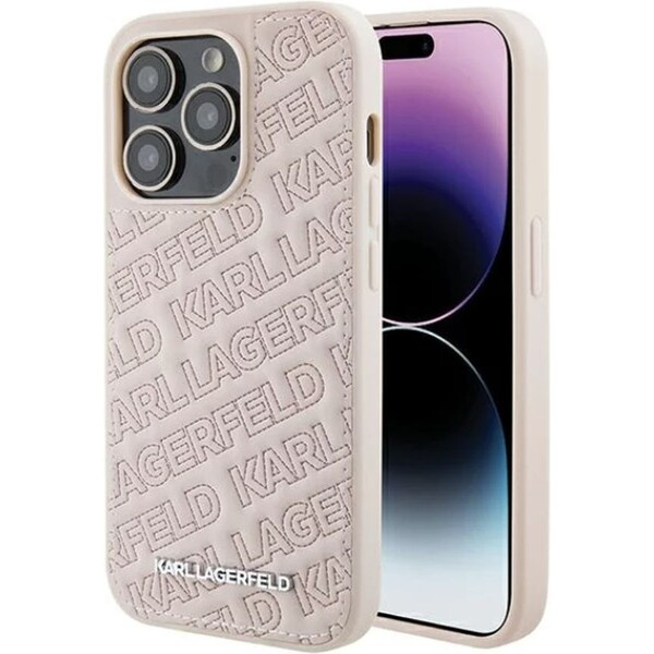 Karl Lagerfeld Quilted Pattern zadní kryt pro iPhone 15 růžový