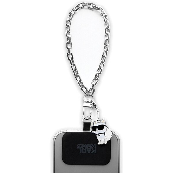 Karl Lagerfeld Strap Wrist Chain Choupette přívěsek stříbrný