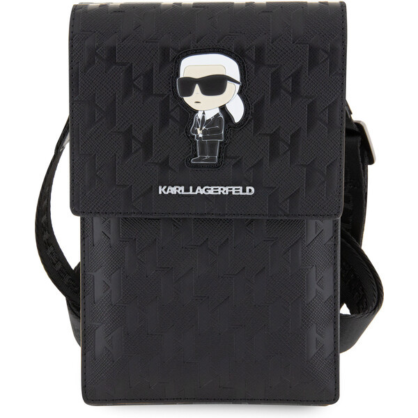 Karl Lagerfeld Univerzální pouzdro / taška s kapsou na mobil - Karl Lagerfeld, Saffiano Monogram Ikonik NFT Wallet Black