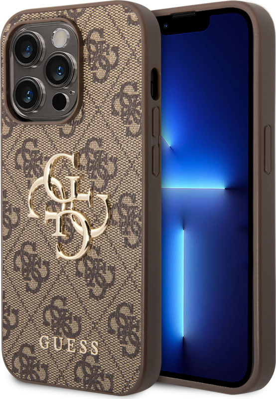 Guess PU 4G Metal Logo kryt iPhone 15 Pro hnědý