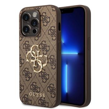 Guess PU 4G Metal Logo kryt iPhone 15 Pro Max hnědý