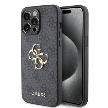 Guess PU 4G Metal Logo kryt iPhone 15 Pro Max šedý