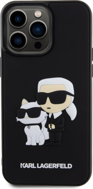 Karl Lagerfeld Ochranný kryt na iPhone 13 Pro MAX - Karl Lagerfeld, 3D Rubber Karl and Choupette Black