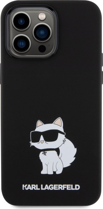 Karl Lagerfeld Ochranný kryt na iPhone 15 Pro MAX - Karl Lagerfeld, Liquid Silicone Choupette NFT Black