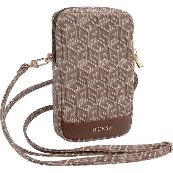 Guess PU G Cube Wallet Phone Bag Zipper hnědý