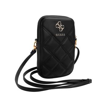 Guess PU Quilted 4G Metal Logo Wallet Phone Bag Zipper černý