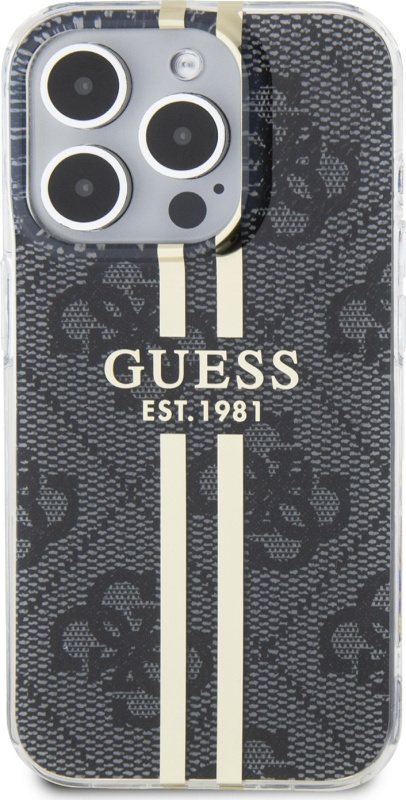 Guess Ochranný kryt na iPhone 15 Pro MAX - Guess, IML 4G Gold Stripe Black