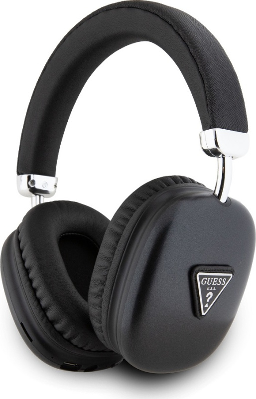 Guess PU Leather 4G Triangle Logo Bluetooth Stereo Headphone černé