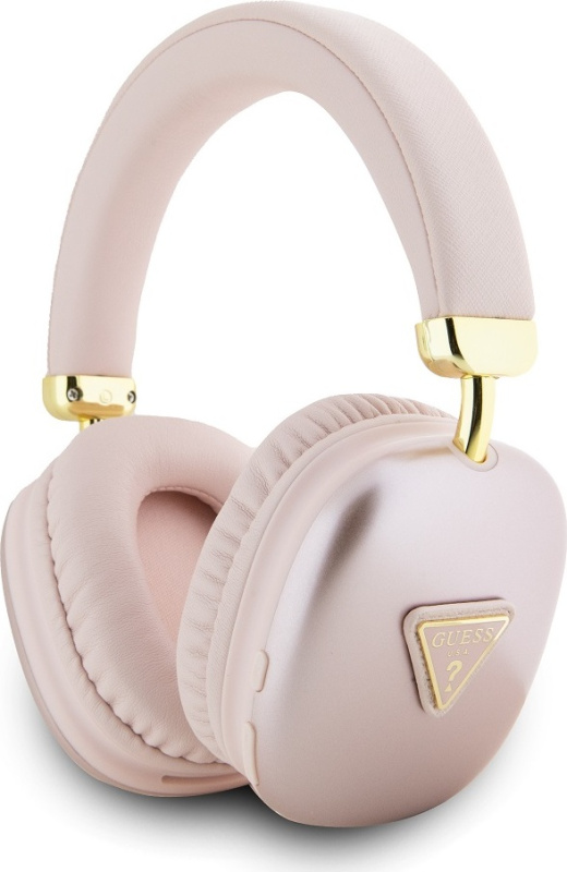 Guess PU Leather 4G Triangle Logo Bluetooth Stereo Headphone růžové