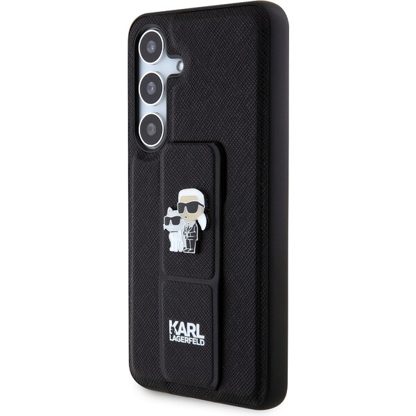 Karl Lagerfeld Saffiano Grip Stand Metal Logo Samsung Galaxy S24 černé Černá