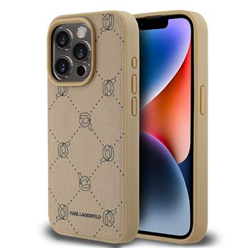 Karl Lagerfeld PU Karl Heads Pattern Magsafe zadní kryt pro iPhone 15 Pro béžový
