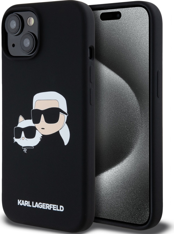 Karl Lagerfeld Liquid Silicone Double Heads Magsafe zadní kryt iPhone 15 Pro Max černý