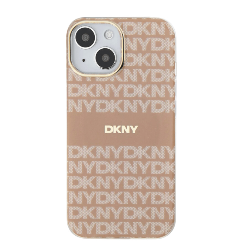 DKNY PC/TPU Repeat Pattern Tonal Stripe Magsafe kryt pro iPhone 14 - Růžová