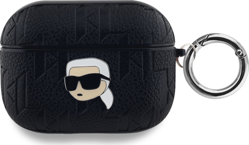 Karl Lagerfeld Pouzdro na sluchátka AirPods Pro 1/2 - Karl Lagerfeld, PU Embossed Karl Head Black