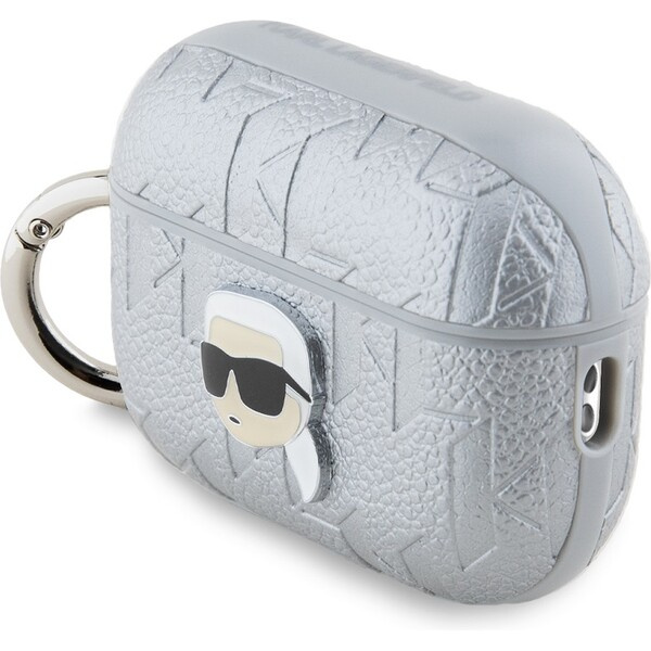 Karl Lagerfeld PU Embossed Karl Head pouzdro AirPods Pro 2 stříbrné