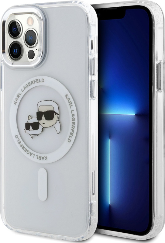 Karl Lagerfeld IML K&CH Heads Metal Frame MagSafe zadní kryt pro iPhone 12/12 Pro čirý