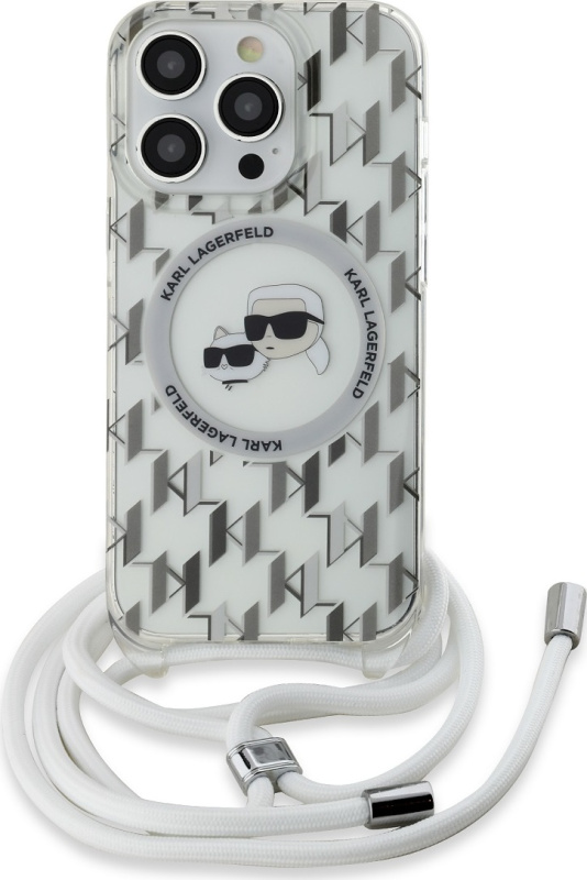 Karl Lagerfeld IML Monogram Crossbody K&CH Heads MagSafe zadní kryt iPhone 14 Pro Max čirý