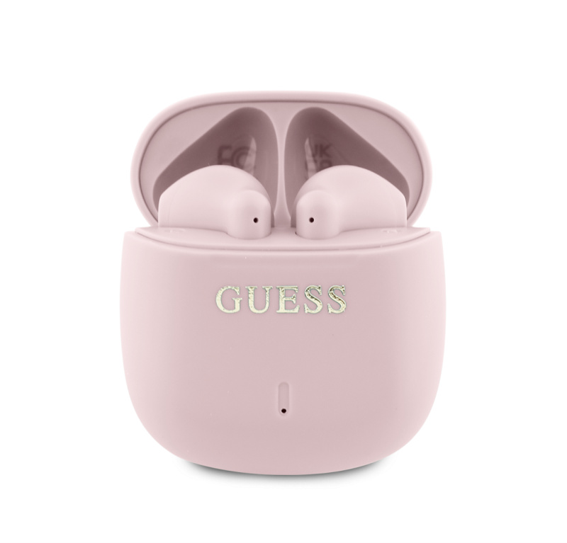 Guess Printed Classic Logo TWS bezdrátová sluchátka růžová