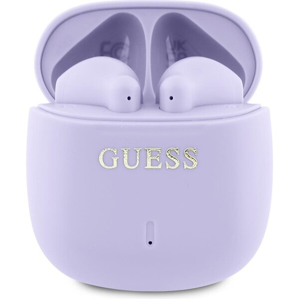 Guess Printed Classic Logo TWS bezdrátová sluchátka fialová