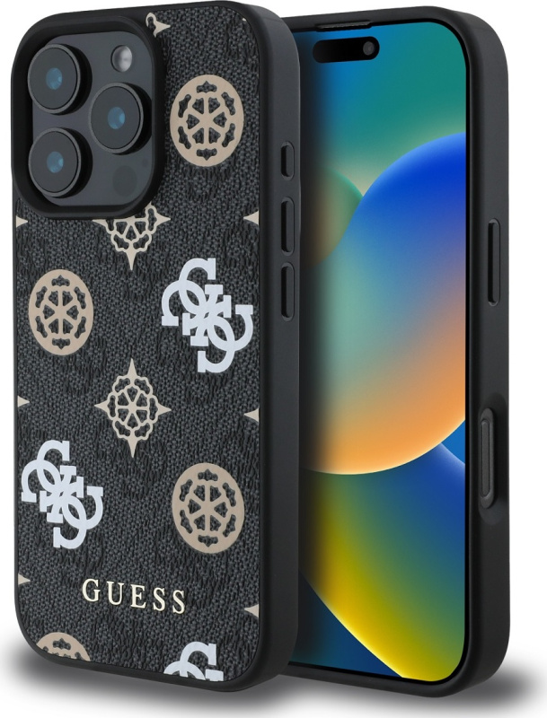 Guess Ochranný kryt na iPhone 16 Pro - Guess, 4G Peony MagSafe Black