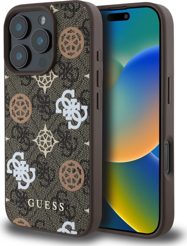 Guess Ochranný kryt na iPhone 16 Pro - Guess, 4G Peony MagSafe Brown