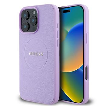 Guess PU Grained Classic Logo MagSafe kryt iPhone 16 Pro Max fialový