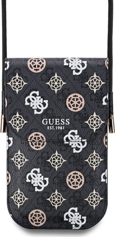 Guess PU 4G Peony Multicolor taška na telefon černá