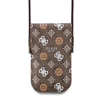 Guess PU 4G Peony Multicolor taška na telefon hnědá