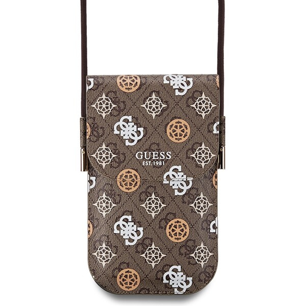Guess PU 4G Peony Multicolor taška na telefon hnědá