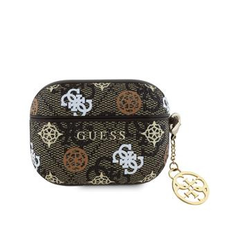 Guess PU 4G Peony Charm pouzdro pro AirPods Pro hnědé